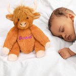 Personalized Stuffed Highland Cow Plush Toy with Name Baby Shower Birthday Gift for Baby Kids