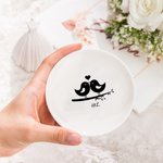 Piatto portagioie personalizzato in ceramica Lovebirds con iniziali Regalo di nozze di San Valentino per lei
