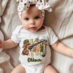 Personalized Cute Bunny The Hunt Is On 100% Cotton Baby Onesie Kid T-shirt with Name Easter Gift for Kid