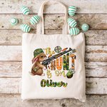 Borsa in tela personalizzata The Hunt Is On con motivo a coniglietto e nome Regalo di Pasqua per bambini