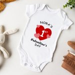 Personalizado 1er Día de San Valentín Algodón Manga Corta Larga Body con Nombre San Valentín Regalo para Bebé Bebé