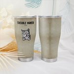 Vaso Curvo Personalizado Trouble Maker 30oz Lindo Gato Perro Taza de Café Aislada Regalo para Amante de Mascotas