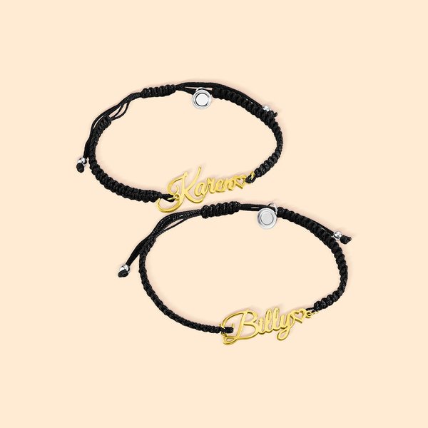 Tresse de couple magnétique personnalisée avec noms Lot de 2 Tresse de couple magnétique avec noms Lot de 2 Tresse de couple magnétique avec noms Lot 