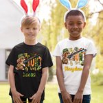 Personalized Cute Bunny The Hunt Is On 100% Cotton Baby Onesie Kid T-shirt with Name Easter Gift for Kid