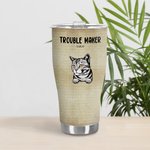 Vaso Curvo Personalizado Trouble Maker 30oz Lindo Gato Perro Taza de Café Aislada Regalo para Amante de Mascotas