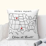 Personalized Miles Apart Close at Heart State to State Throw Pillow Cover Valentine's Day Long Distance Best Friend Gift for Family Friend