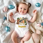 Personalized Cute Bunny The Hunt Is On 100% Cotton Baby Onesie Kid T-shirt with Name Easter Gift for Kid