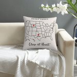Personalized Miles Apart Close at Heart State to State Throw Pillow Cover Valentine's Day Long Distance Best Friend Gift for Family Friend