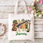 Borsa in tela personalizzata The Hunt Is On con motivo a coniglietto e nome Regalo di Pasqua per bambini