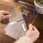 Gepersonaliseerd Lightsaber Hart LED Nachtlampje met Houten Basis Home Decoratie Verjaardag Valentijnsdag Cadeau voor Paar Geliefde