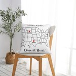 Personalized Miles Apart Close at Heart State to State Throw Pillow Cover Valentine's Day Long Distance Best Friend Gift for Family Friend