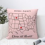 Personalized Miles Apart Close at Heart State to State Throw Pillow Cover Valentine's Day Long Distance Best Friend Gift for Family Friend