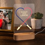 Gepersonaliseerd Lightsaber Hart LED Nachtlampje met Houten Basis Home Decoratie Verjaardag Valentijnsdag Cadeau voor Paar Geliefde