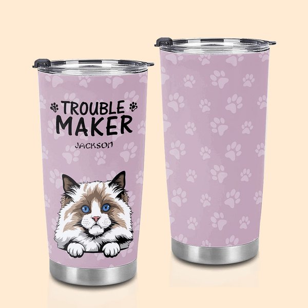 Personalizzato Trouble Maker Paw Print 20oz Food Grade Tumbler Birthday Gift for Dog Cat Pet Lovers (Regalo di compleanno per gli amanti dei cani e de