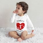 Personalizado 1er Día de San Valentín Algodón Manga Corta Larga Body con Nombre San Valentín Regalo para Bebé Bebé