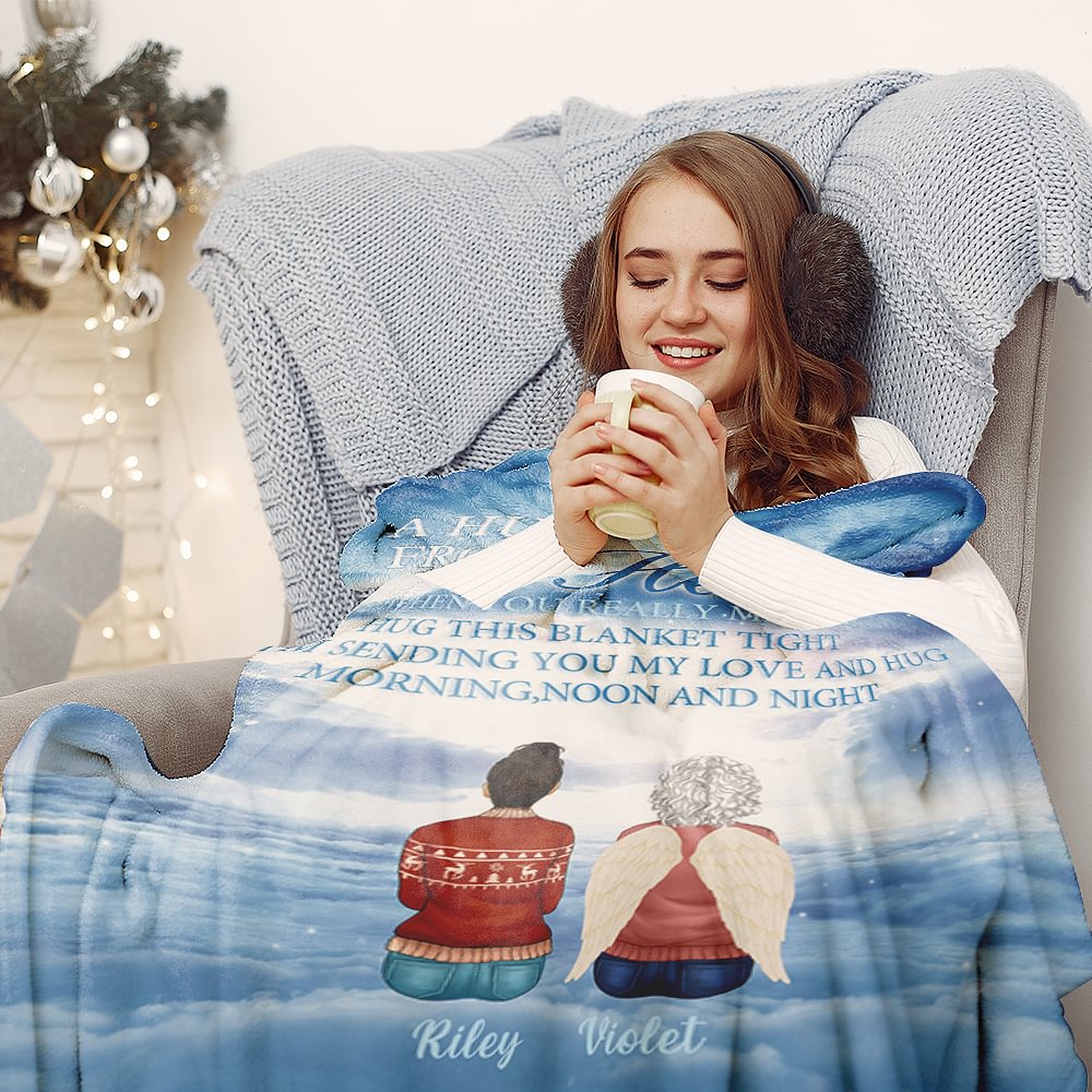 Coperta morbida personalizzata A Hug From Heaven When You Really Miss Us Regalo commemorativo per la famiglia