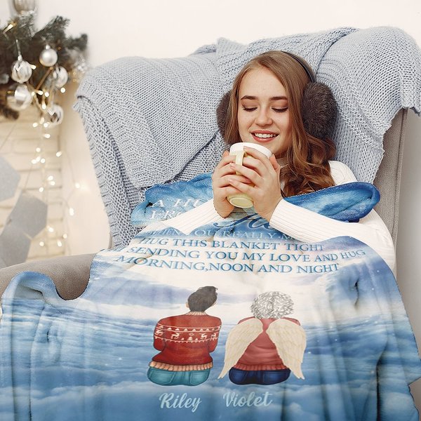 Coperta morbida personalizzata A Hug From Heaven When You Really Miss Us Regalo commemorativo per la famiglia