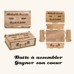 Panneau Bénédictions en Bois Personnalisé avec Noms du Couple et Date Décoration de Mariage avec Étiquettes en Cœur Cadeau pour Nouveaux Mariés