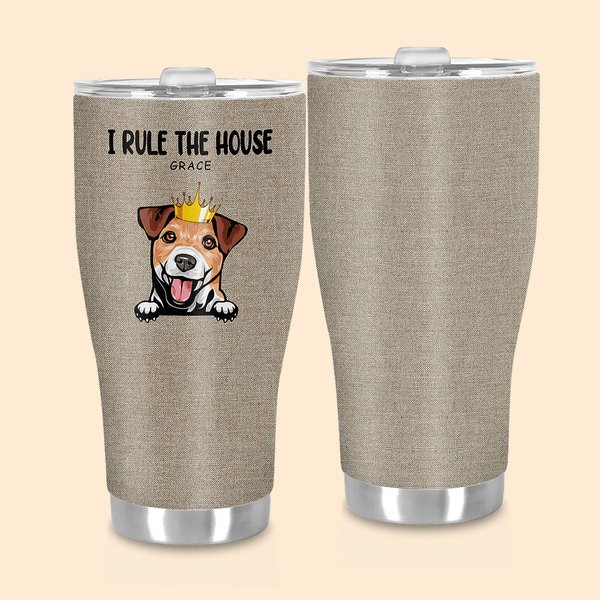 Gepersonaliseerde I Rule the House 30oz Gebogen Tumbler Schattige Kat Hond Geïsoleerde Koffie Kop Cadeau voor Huisdierliefhebber Eigenaar
