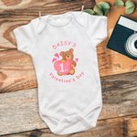 Personalised 1st Valentine's Day Love Bear Long Short Sleeve Cotton Baby Bodysuit with Name Valentine's Day Gift for Baby Infant