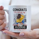 Personalisierte Wohnzimmer Keramiktasse mit Namen Glückwunsch zu meinem Mann du Glückspilz Valentinstag Geschenk für Ehepaar