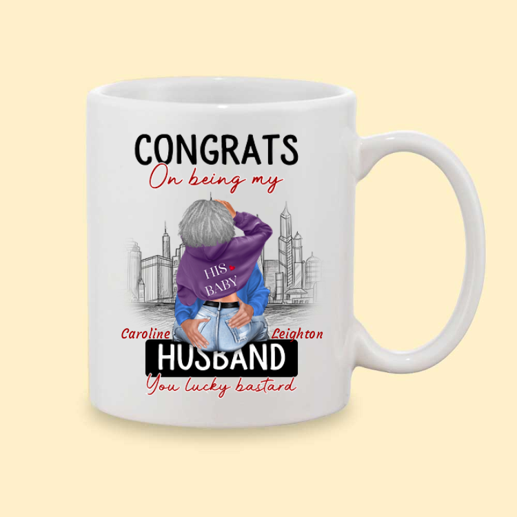 Gift Base Tazza smaltata con scritta Congrats On Being My Boyfriend You Lucky Bastard
