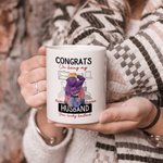 Personalized Bed Ceramic Mug with Name Congrats On Being My Husband You Lucky Bastard Valentine's Day Gift for Couple
