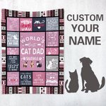 Personalised World's Best Dog Dad Soft Puppy Blanket with Name Birthday Gift for Cat Dog Pet Lover Owner