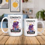 Personalized Bed Ceramic Mug with Name Congrats On Being My Husband You Lucky Bastard Valentine's Day Gift for Couple
