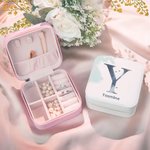 Personalisierte Sterne Mond Wasserdichtes Leder Schmuckkästchen mit Initialen und Namen Hochzeitstag Geschenk für Sie