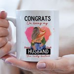 Taza de Cerámica Personalizada Corazón Rosa con Nombre Congrats On Being My Husband You Lucky Bastard Regalo de San Valentín para Pareja