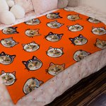 Personalised Cute Dog Cat Ears Soft Blanket with Pet Photo Portrait Birthday Gift for Pet Lover Owner