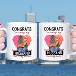 Taza de Cerámica Personalizada Corazón Rosa con Nombre Congrats On Being My Husband You Lucky Bastard Regalo de San Valentín para Pareja