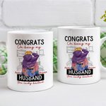 Personalized Bed Ceramic Mug with Name Congrats On Being My Husband You Lucky Bastard Valentine's Day Gift for Couple
