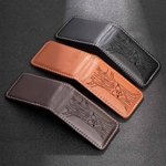 Pince à billets magnétique en cuir personnalisée avec initiales gravées et année d'anniversaire Cadeau de Saint-Valentin pour hommes