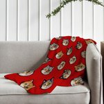 Personalised Cute Dog Cat Ears Soft Blanket with Pet Photo Portrait Birthday Gift for Pet Lover Owner