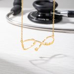 Personalized Stethoscope Infinity Name Necklace Birthday Graduation Gift for Medical Staff