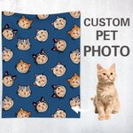 Personalised Cute Dog Cat Ears Soft Blanket with Pet Photo Portrait Birthday Gift for Pet Lover Owner