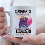 Taza de Cerámica Personalizada con el Nombre Congrats On Being My Husband You Lucky Bastard Regalo de San Valentín para Pareja