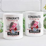 Tazza in ceramica personalizzata City con nome Congrats On Being My Husband You Lucky Bastard Regalo di San Valentino per la coppia
