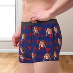 Calzoncillos personalizados XOXO Hearts con foto de cara Ropa interior masculina cómoda Divertido regalo de cumpleaños de San Valentín para él