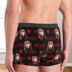 Calzoncillos personalizados XOXO Hearts con foto de cara Ropa interior masculina cómoda Divertido regalo de cumpleaños de San Valentín para él