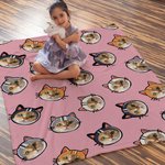 Personalised Cute Dog Cat Ears Soft Blanket with Pet Photo Portrait Birthday Gift for Pet Lover Owner
