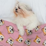 Personalised Cute Dog Cat Ears Soft Blanket with Pet Photo Portrait Birthday Gift for Pet Lover Owner