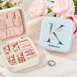 Personalisierte Sterne Mond Wasserdichtes Leder Schmuckkästchen mit Initialen und Namen Hochzeitstag Geschenk für Sie