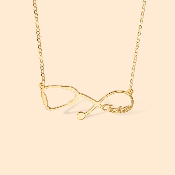 Stetoscopio personalizzato Collana con nome infinito Regalo di compleanno e laurea per il personale medico