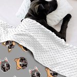 Personalised Cute Dog Cat Ears Soft Blanket with Pet Photo Portrait Birthday Gift for Pet Lover Owner