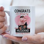 Taza de cerámica personalizada con el nombre Congrats On Being My Husband You Lucky Bastard Regalo de San Valentín para pareja