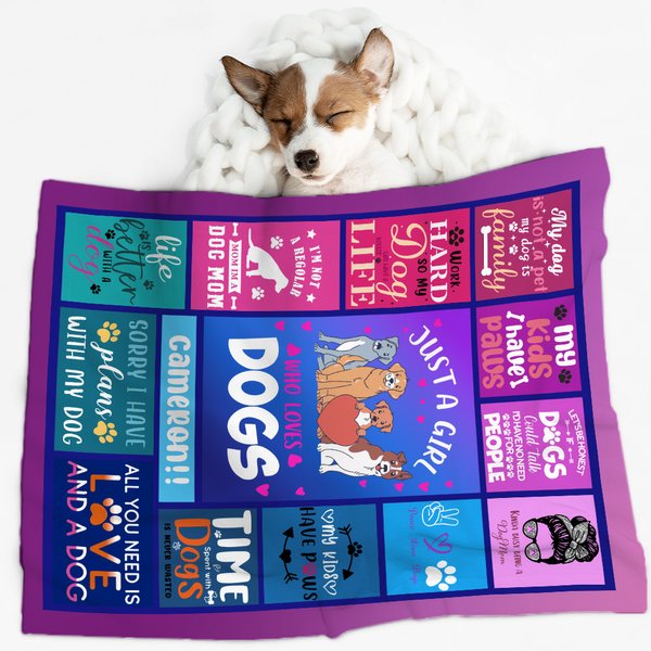 Just A Girl Who Loves Dogs Pet Throw Blanket with Name