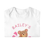 Personalised 1st Valentine's Day Love Bear Long Short Sleeve Cotton Baby Bodysuit with Name Valentine's Day Gift for Baby Infant